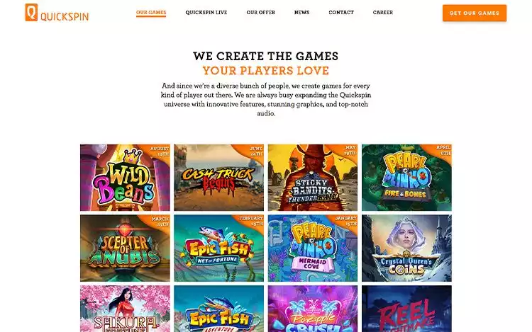 QuickSpin's game portfolio