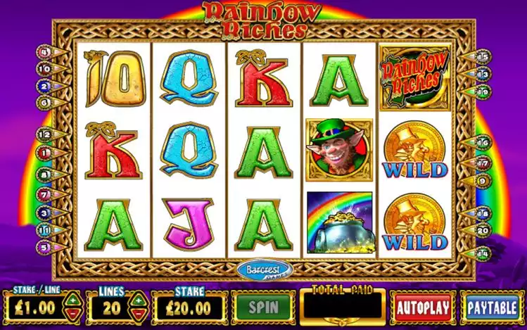 Rainbow Riches slot game screen