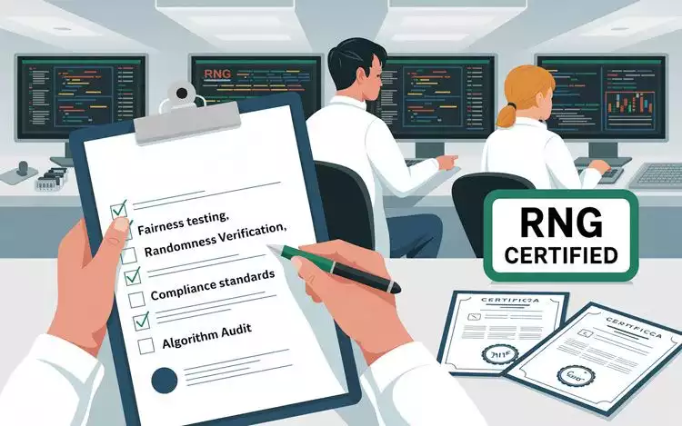 Illustration of RNG fairness testing and certification process