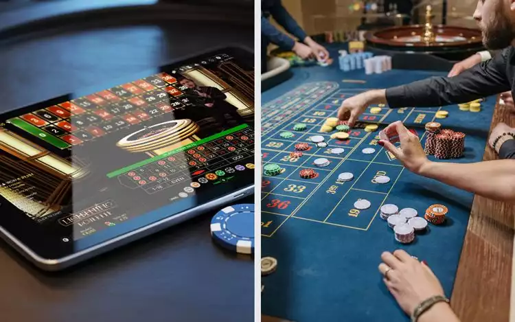 a two panel image of RNG roulette and Live Dealer roulette
