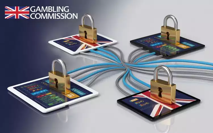 Illustration of secure data network linking UK online casinos, symbolising Single Customer View for safer play.