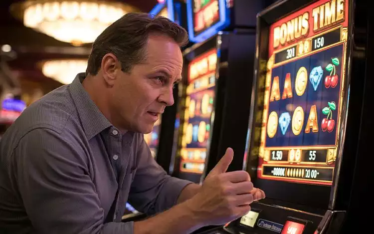 A slot player engaging in a timed bonus game