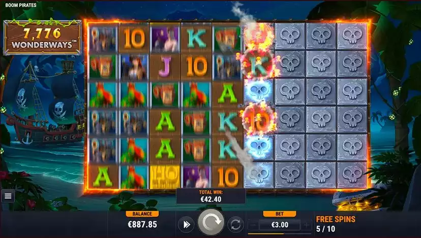 Foxium's Boom Pirates Game screen with Wonderways