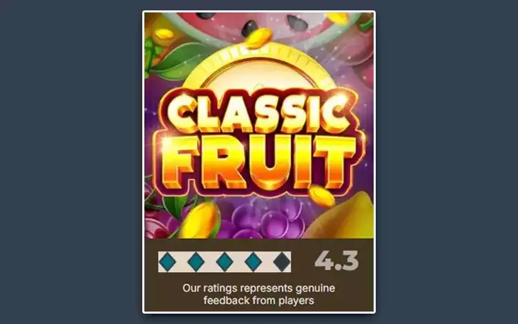 Prime Casino's rating for Iron Dog's fruit themed slots Classic Fruit with Hold and Win feature