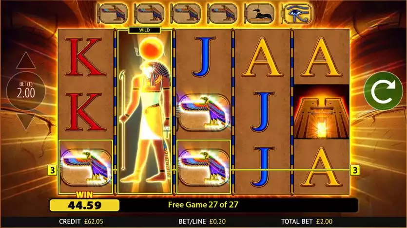 Eyes of Horus slot symbols in action as it expand into a stacked wild