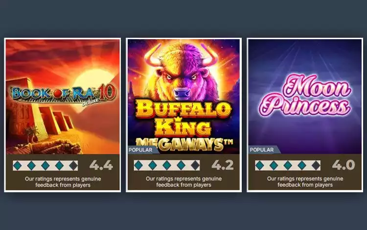 Prime Casino Ratings for slot with enhanced free spins bonus feature such as Buffalo King, Book of Ra and Moon Princess