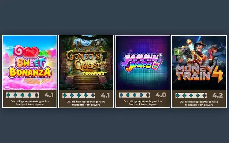 Prime Casino's game ratings for popular UK multiplier slots