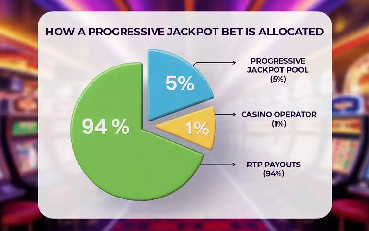 pie chart to visualize an example of progressive jackpot prize pool distribution