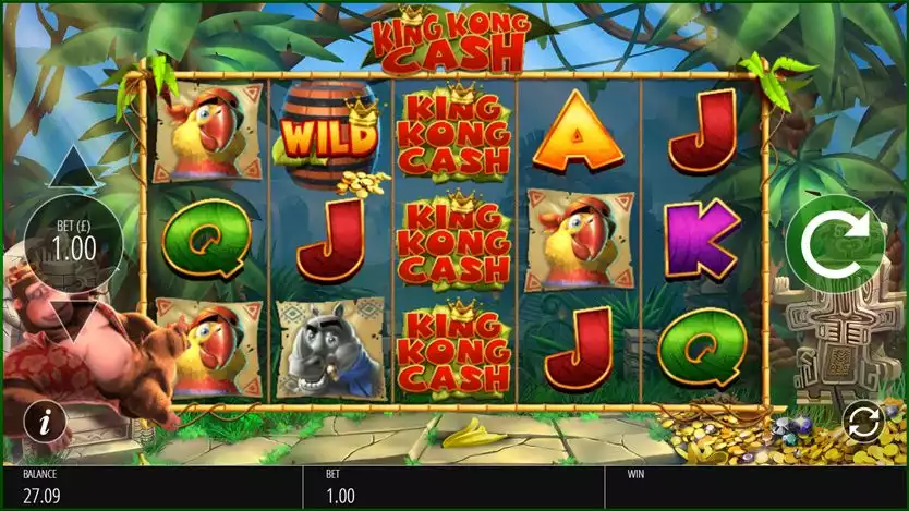 Blueprint Gaming's movie-themed slot Kingkong Cash Jackpot King game screen