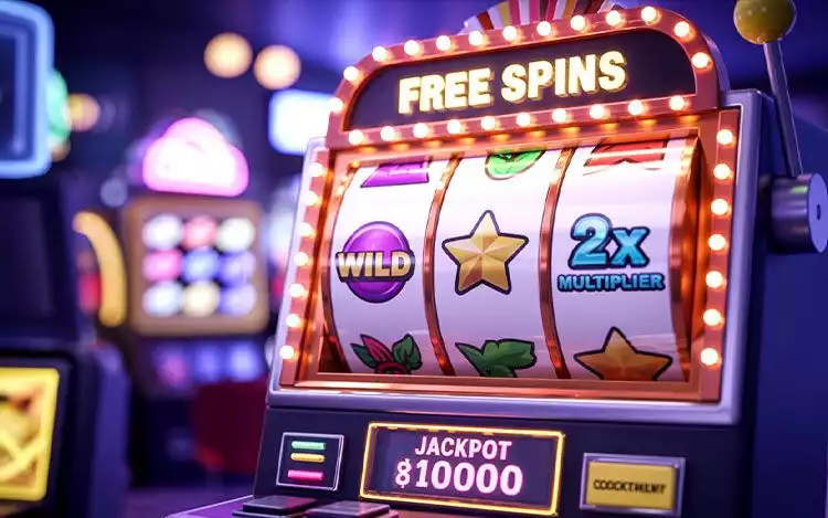 slot machine with symbols and features