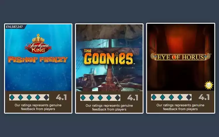 Prime Casino Rating of Blueprint Gaming slots: Fishin' Frenzy Jackpot King, The Goonies and Eye of Horus