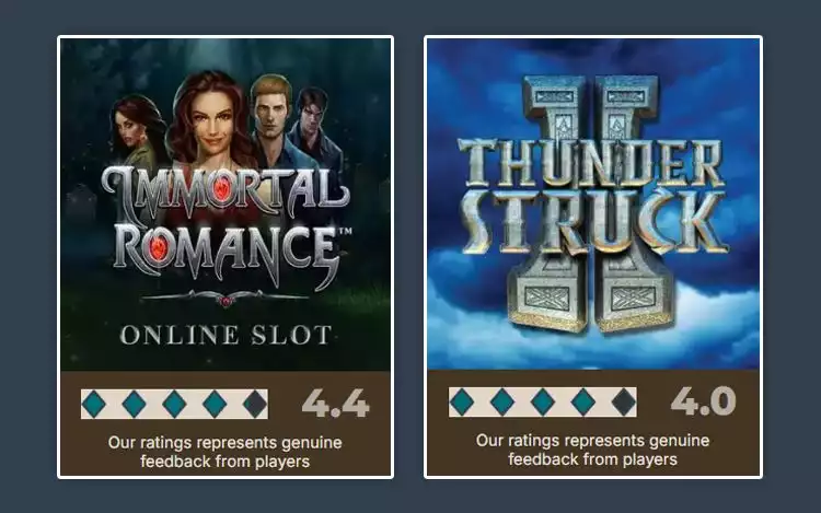  Popular slot games by Games Global: Immortal Romance and Thunderstruck II