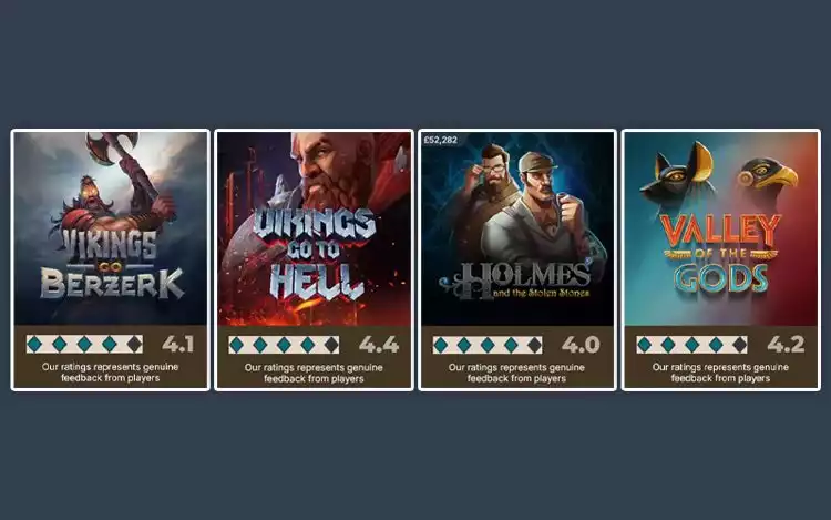 Prime Casino Rating for Yggdrasil slot games such as: Vikings Go Bezerk, Vikings Go To Hell, Holmes and the Stolen Stones, and Valley of the Gods