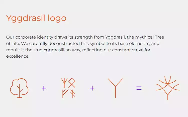 an explainer for Yggdrasil logo reflecting the company's constant strive for excellence