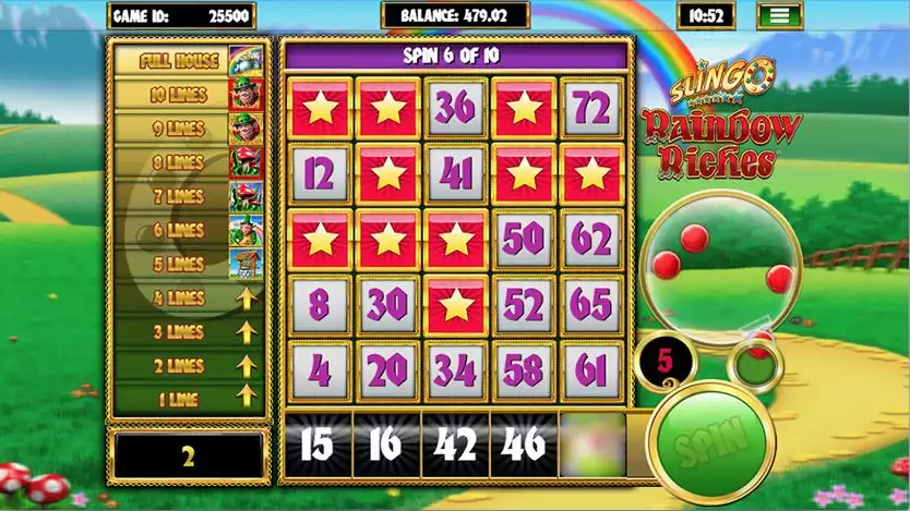 Slingo's Rainbow Riches slot game screen