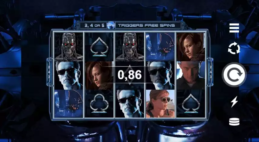 Terminator 2 slot game screen