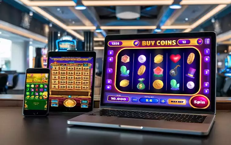modern slot game in multiple platforms such as laptop, tablet and cellphone