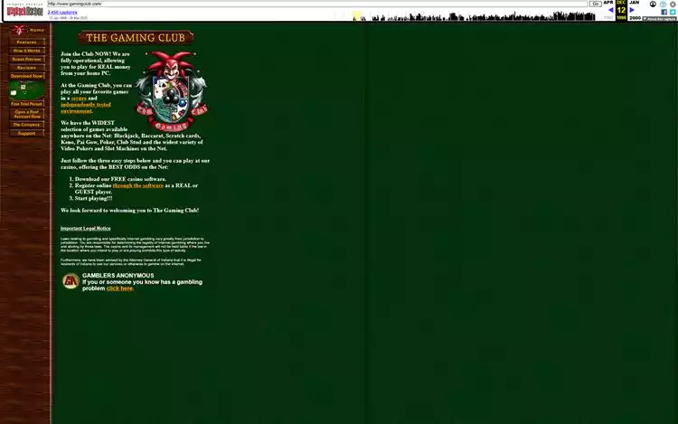 the gaming club website in the 90's