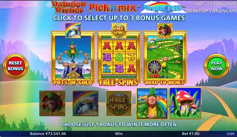 Rainbow Riches Pick N Mix Bonus Round Game screen