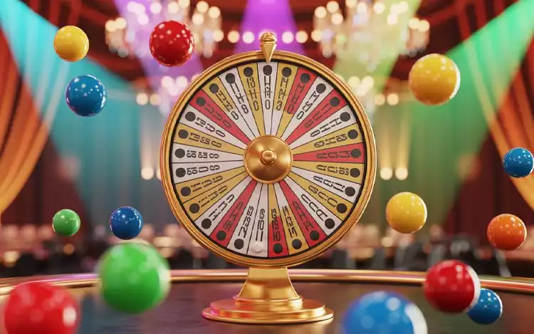 spinning wheel with a lot of coloured balls