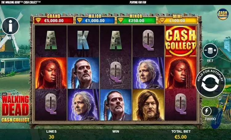 The Walking Dead Cash Collect slots game screen