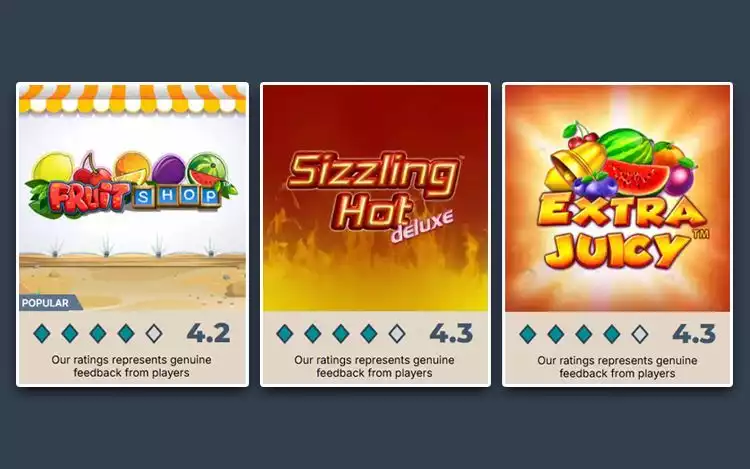 Prime Casino Rating for top classic fruit slots: Fruit Shop, Sizzling Hot Deluxe and Extra Juicy