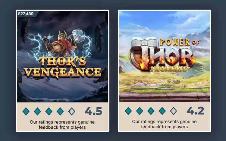 Prime Casino's rating for Norse-themed slots: Thor's Vengeance and Power of Thor Megaways