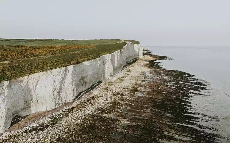 Wihite Cliffs of Dover as seen from the Strait of Dover