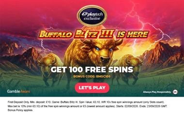 Buffalo Blitz III Has Landed at Slingo With 100 Free Spins