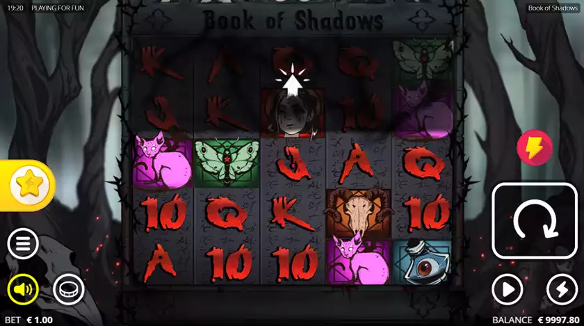 Book of shadows slot gameplay screenshot