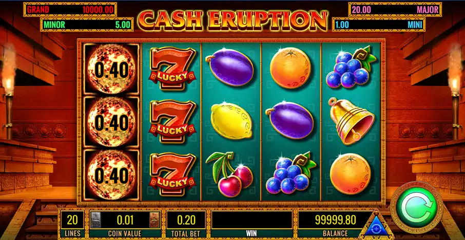 Cash Eruption slot gameplay screenshot
