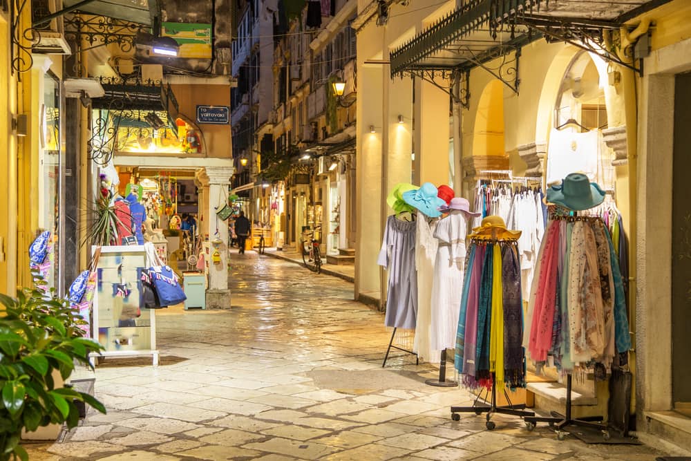 Historic centre of Corfu town in the dusk, Greece