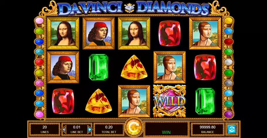 Da Vinci Diamonds slot gameplay screenshot