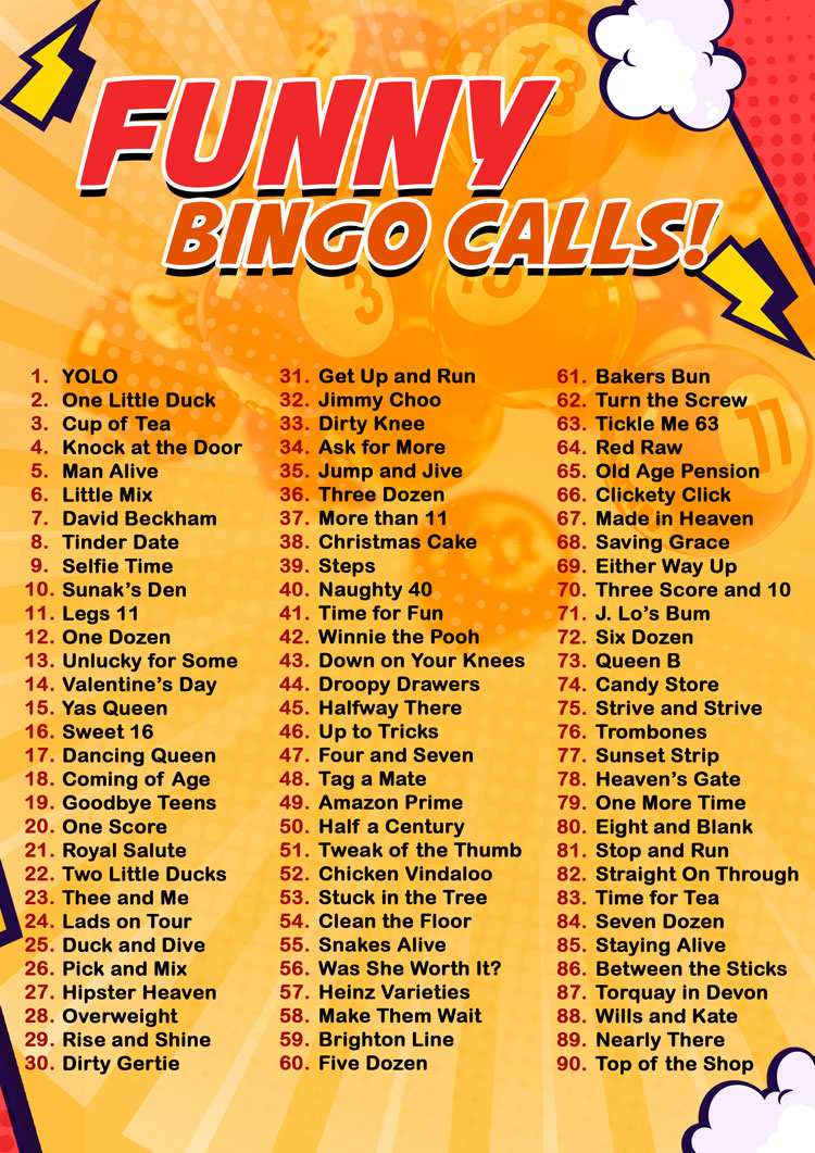 Slingo s List Of Funny Bingo Calls Slingo Blog Slingo Official Slingo s List Of Funny Bingo Calls Slingo Blog Slingo Official