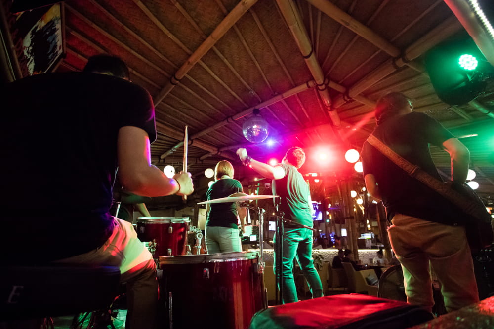 A band playing at night in Bali