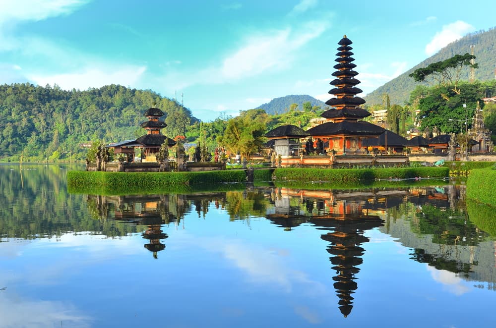 Pura Ulun Danu temple on Lake Beratan in Bali, Indonesia