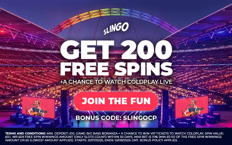 slingo coldplay promotion plus 200 free spins