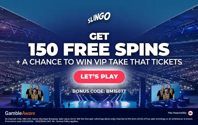 Get 150 Free Spins + A Chance To Win VIP Take That Tickets