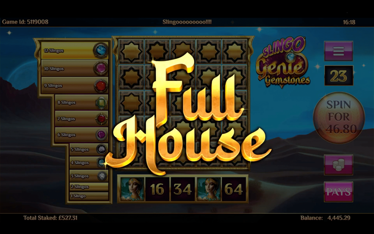 Slingo Genie Gemstones Full House