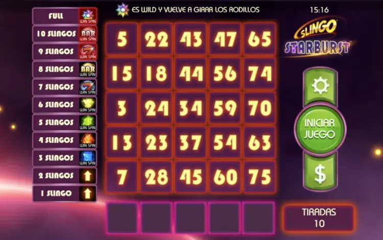 Slingo Starburst Slingo Online