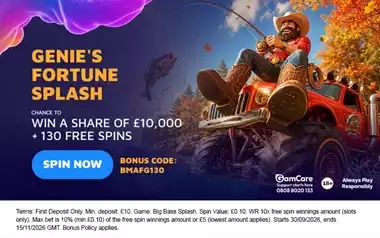 Genie's Fortune Splash: Win a Share of £10,000 at Spin Genie