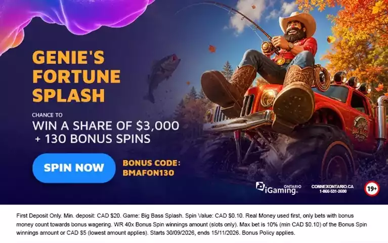 Genie's Fortune Splash: Six Weeks of Prize Draws at Spin Genie Ontario