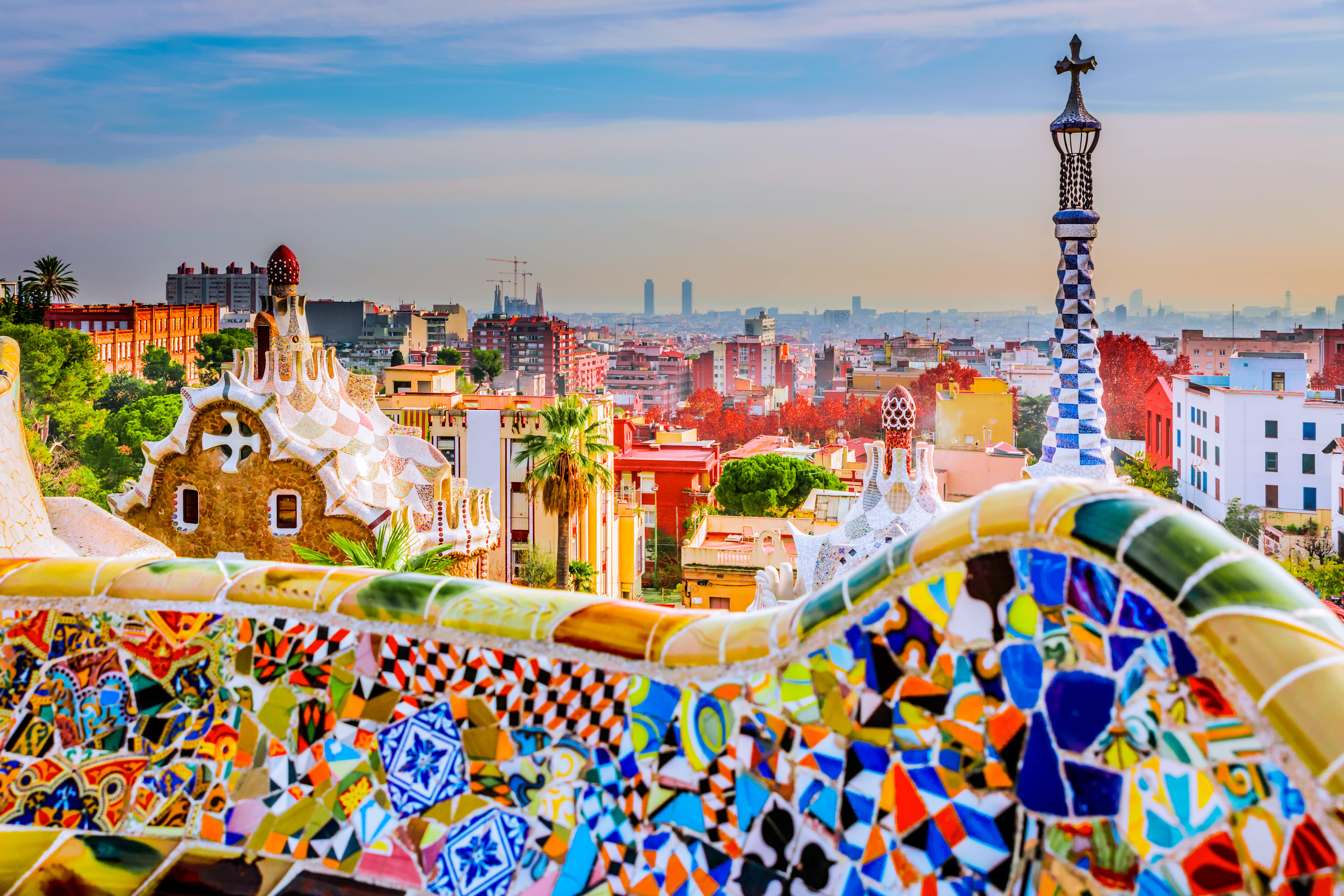 Picture overlooking the City of Barcelona from the viewpoint of Gaudi Park