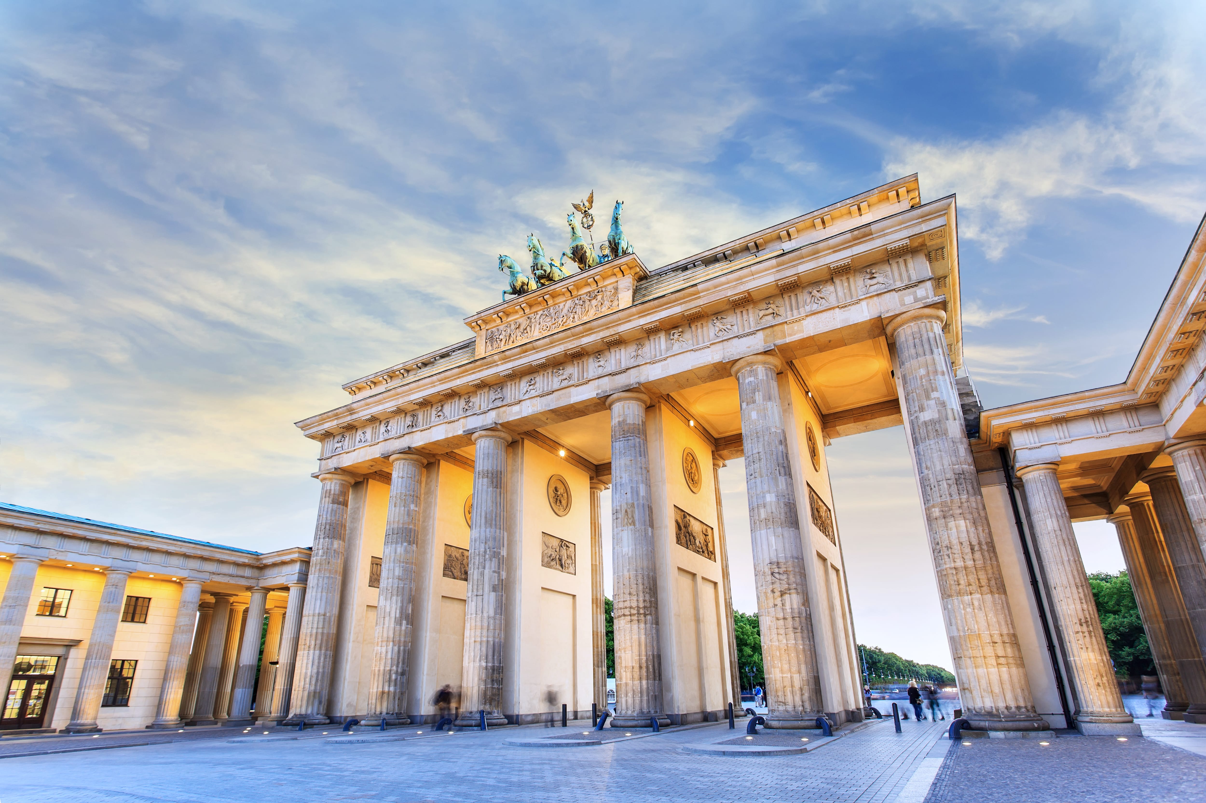 Picture of Brandenburg gate at Sunlight with dramatic clouds over head