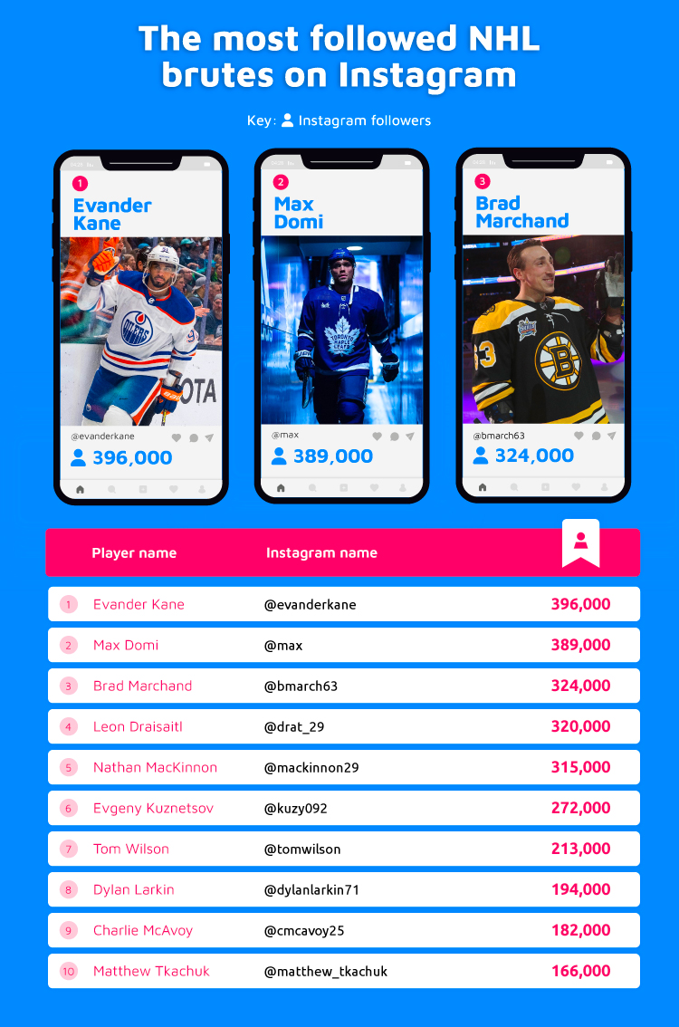 Most Followed NHL Brutes Instagram