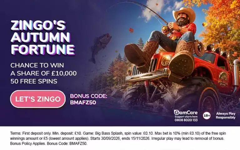 Zingo’s Autumn Fortune: 50 Big Bass Splash Free Spins