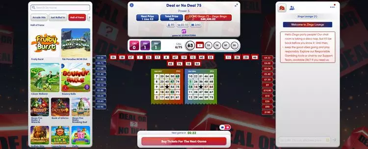 Deal or No Deal 75 Bingo Gameplay