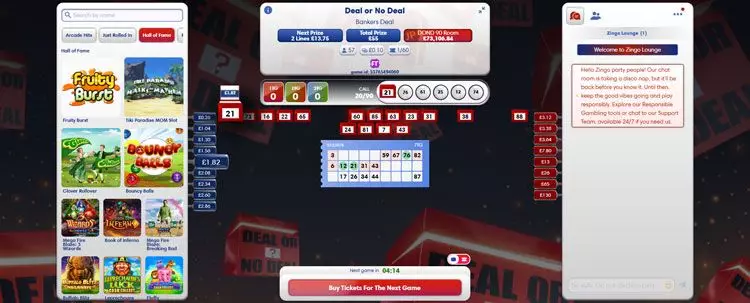 Deal or No Deal Bingo Gameplay