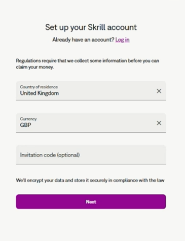 Set up your Skrill account