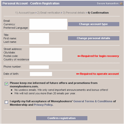 secure transaction form